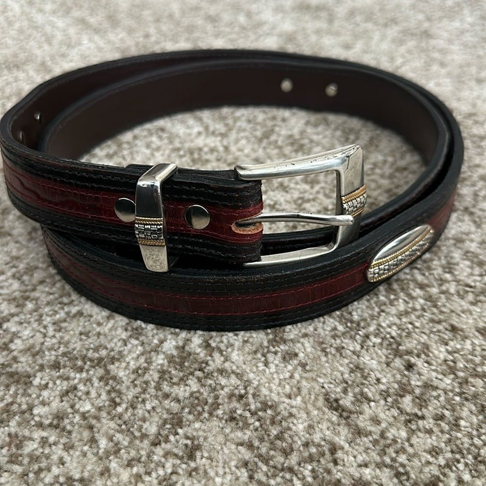 Mens Two-tone Leather Belt 52” tip to tip XXL